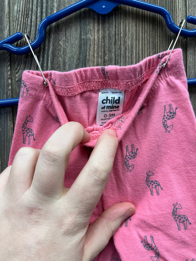 Girl 0-3 mo Pink Pants with Giraffes