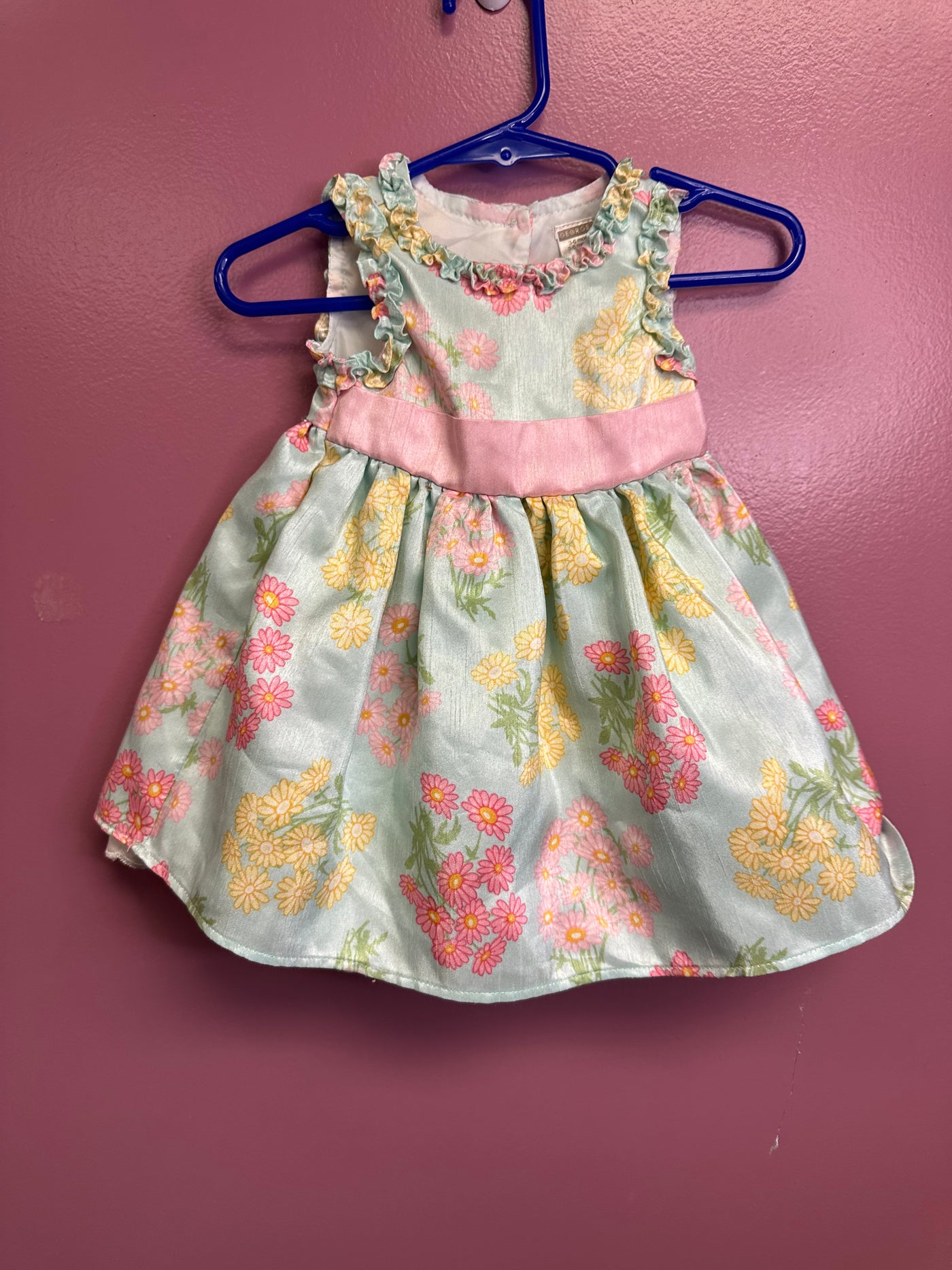 Girl 3-6 mo Green Flower Dress