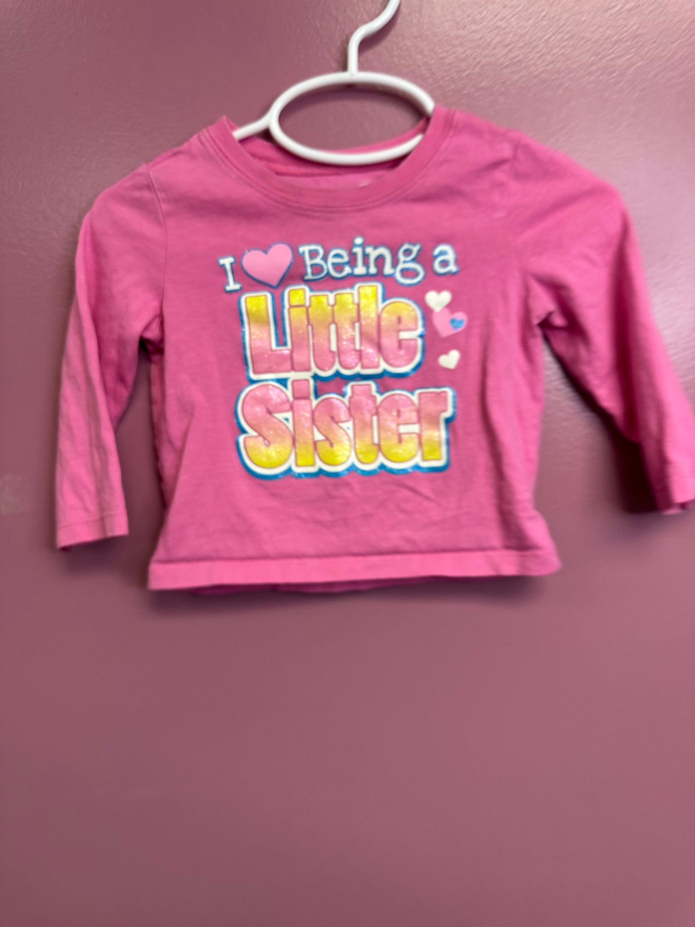 Girl 12 mo Pink Long Sleeve Shirt Little Sister